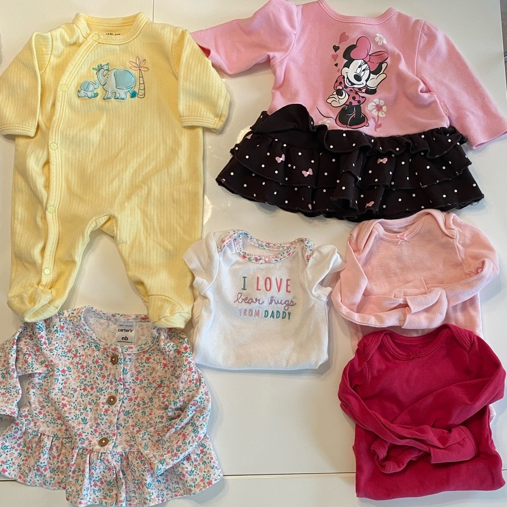 Lot of 6 Newborn Baby Girl Clothes